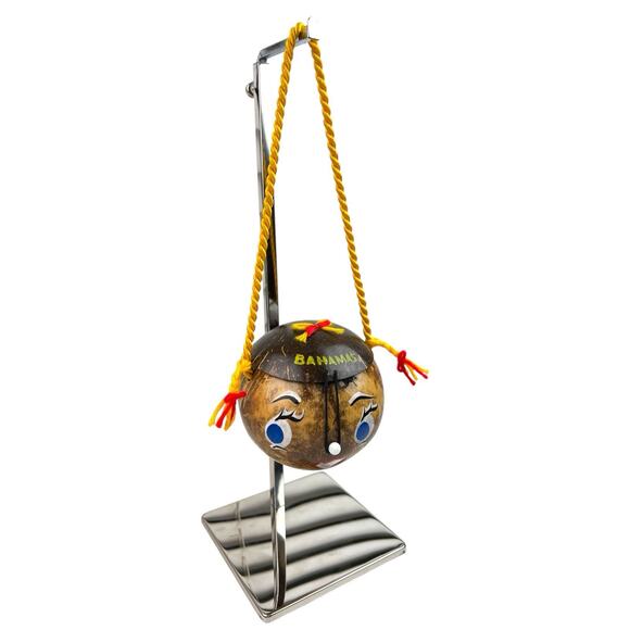 Vintage Kitschy Bahamas Coconut Purse Bank Tiki Folk Art Souvenir Novelty Bag - Picture 8 of 9